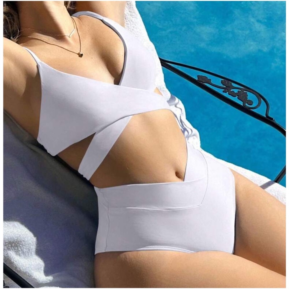 Criss Cross Tie Padded High Waist Swim Bikini